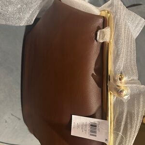 NWT Coach Large Kisslock Frame Bag Dark Brown